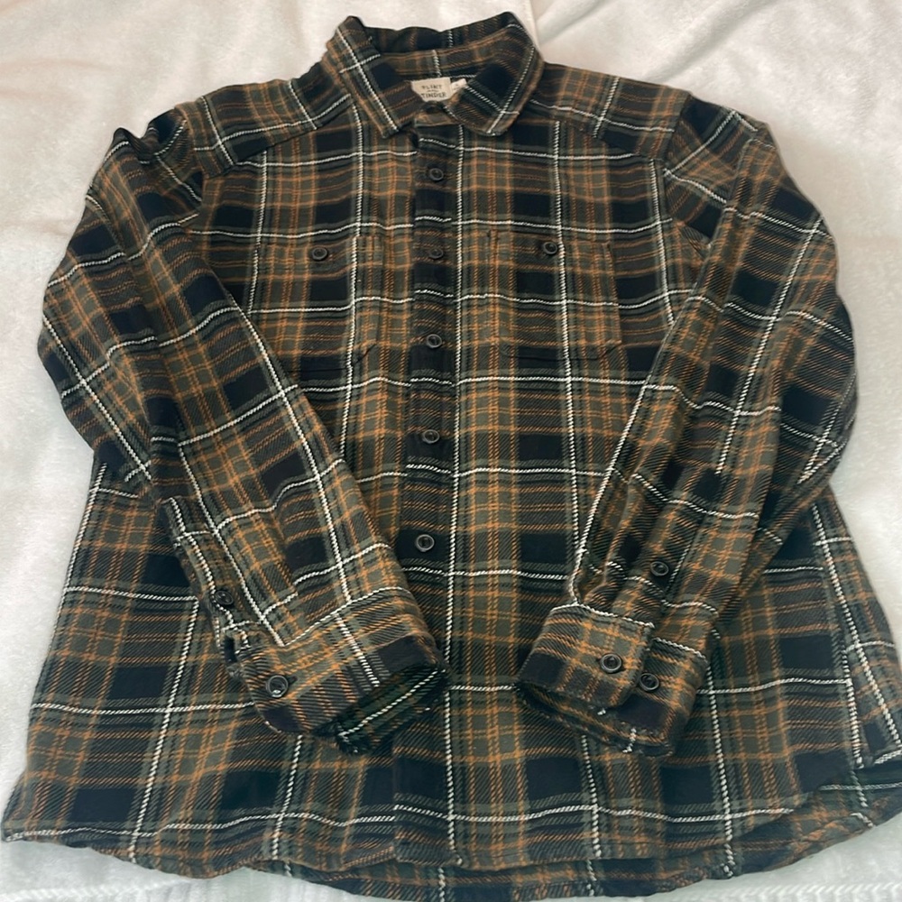 Flint and Tinder Brown and Black Casual Button Down Shirt